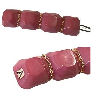 Alexandre de Paris 1980’s French Barrette in Pink & Gold, Lux Handmade Hair Clip